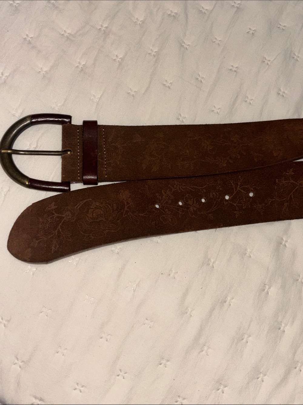 Weekend MaxMara Brown Suede Leather Belt with Brass Buckle Size M - Picture 2 of 6